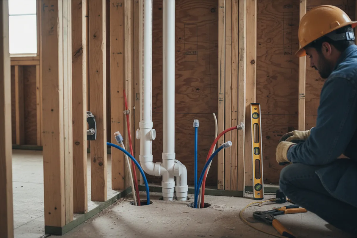 Drain and supply rough-in during Garbage Disposal Repair in Falls Village